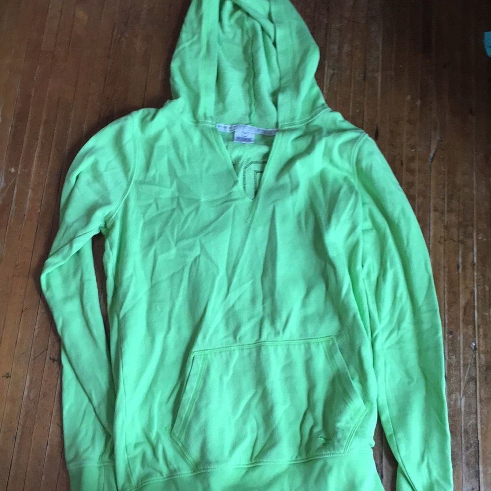 Love pink Victoria's Secret Xs bright green hoodie